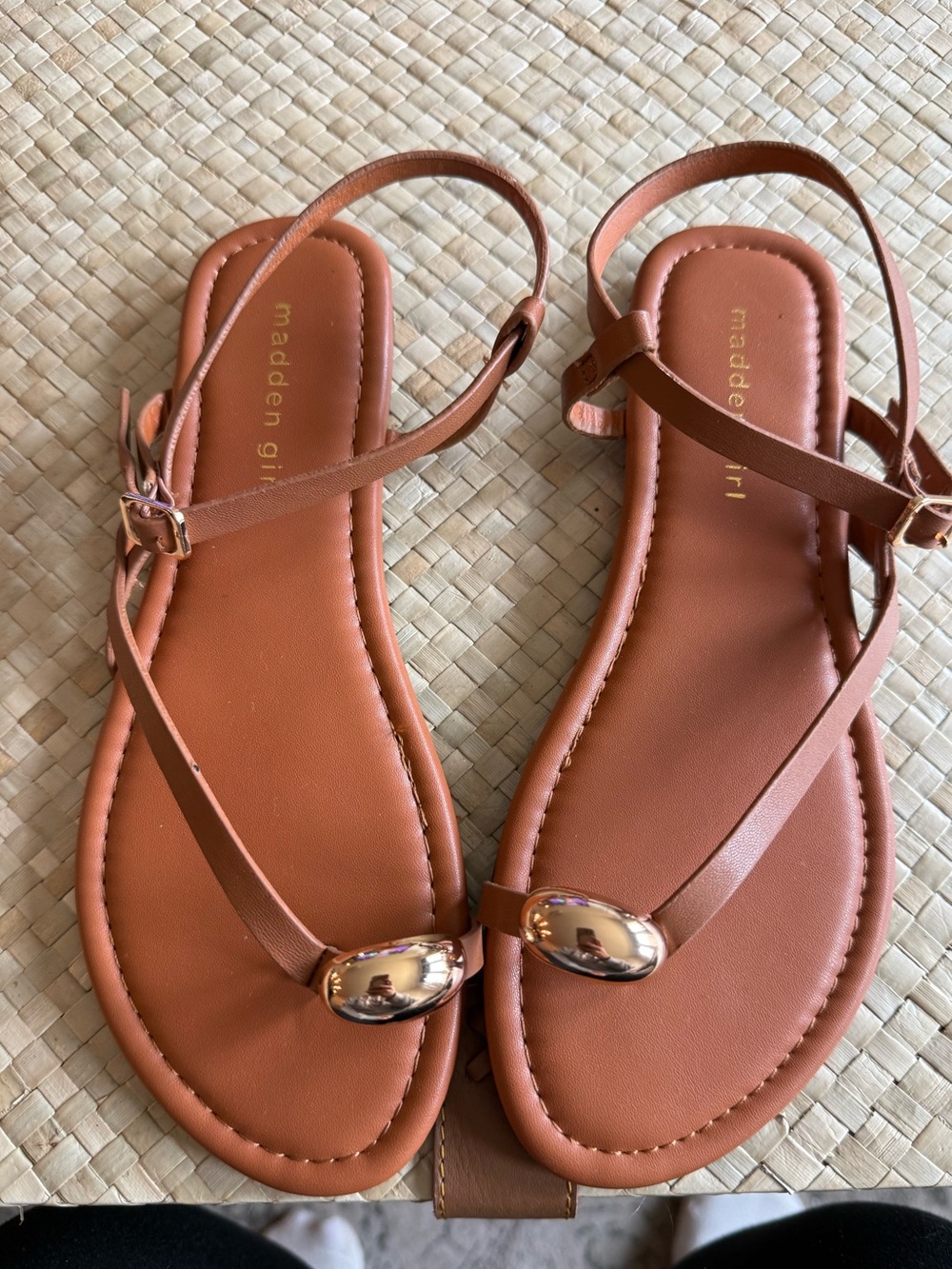 Madden Girl Brown Strappy Sandals with Gold Accent NWOT